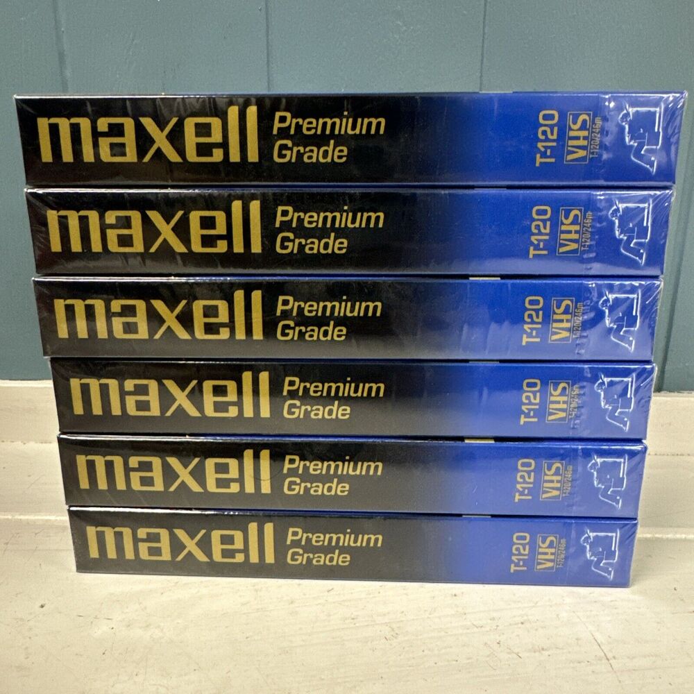 Maxell XR-S Black Super VHS 6 Hour Video Cassette ST-120 New Sealed 6 Tape Lot
